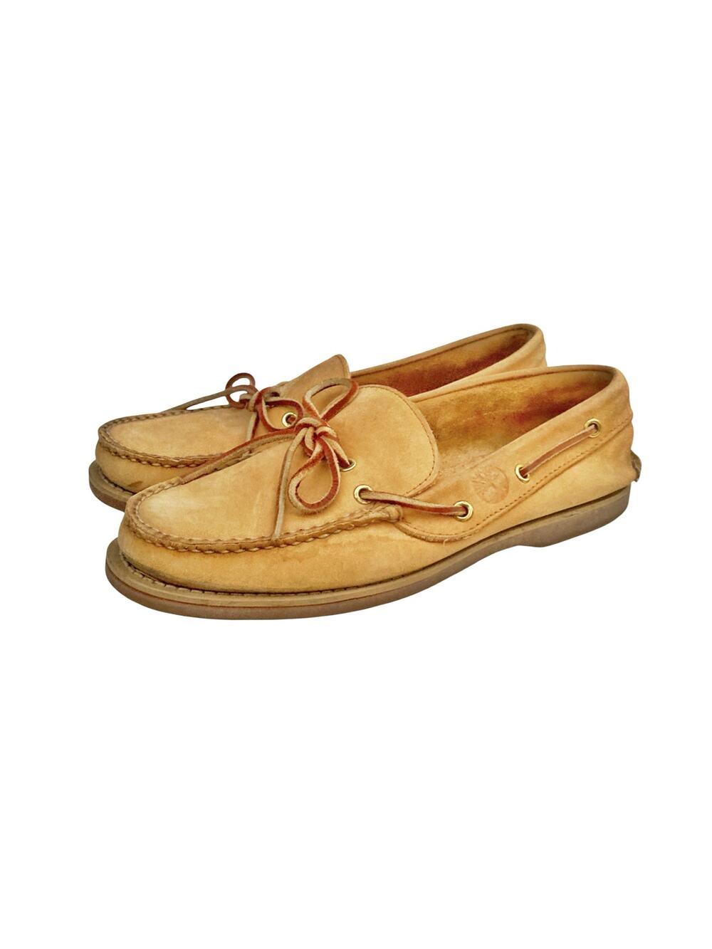 Timberland Tan Nubuck Leather Boat Shoes Coastal Prep Summer Dock Shoes Loafers